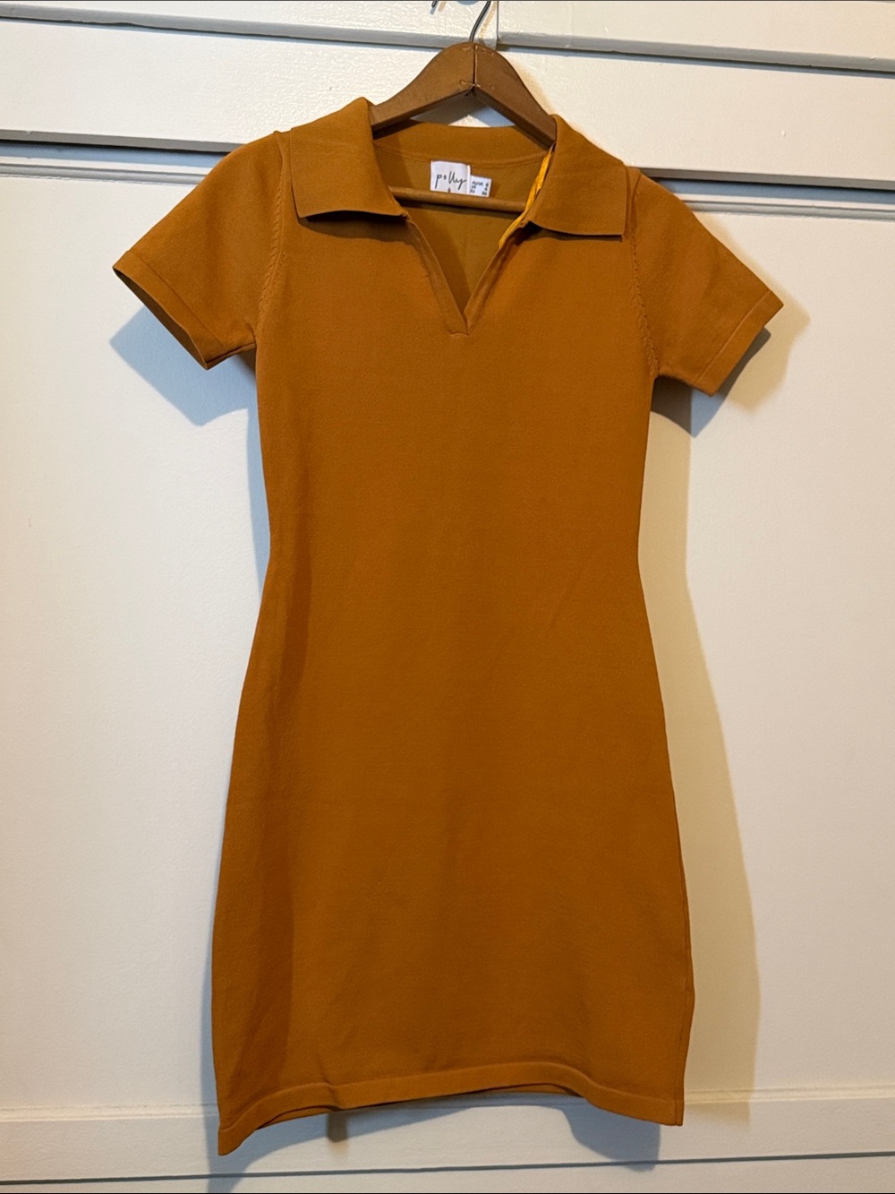 Princess Polly Knit Polo Dress in Mustard